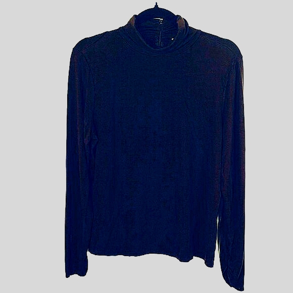 Casual Corner Turtleneck Women's L Long Sleeve Back Zip Stretch Basic Top Brown - Picture 2 of 8